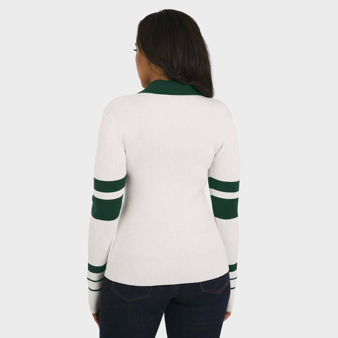 Green Bay Packers WEAR by Erin Andrews Women's Ribbed Henley Polo Sweater - White online