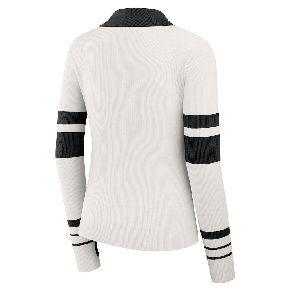 Pittsburgh Steelers WEAR by Erin Andrews Women's Ribbed Henley Polo Sweater - White for sale