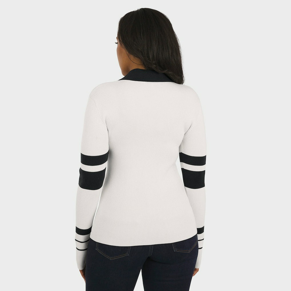 Pittsburgh Steelers WEAR by Erin Andrews Women's Ribbed Henley Polo Sweater - White for sale