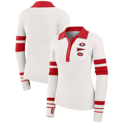 San Francisco 49ers WEAR by Erin Andrews Women's Ribbed Henley Polo Sweater - White online