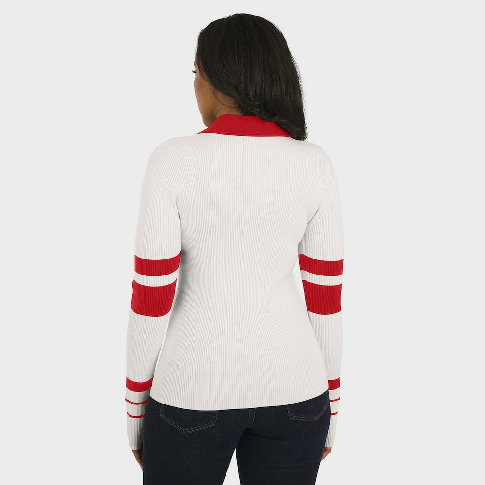 San Francisco 49ers WEAR by Erin Andrews Women's Ribbed Henley Polo Sweater - White online