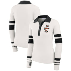 Cincinnati Bengals WEAR by Erin Andrews Women's Ribbed Henley Polo Sweater - White for sale