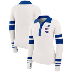 Buffalo Bills WEAR by Erin Andrews Women's Ribbed Henley Polo Sweater - White discount
