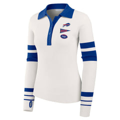 Buffalo Bills WEAR by Erin Andrews Women's Ribbed Henley Polo Sweater - White discount