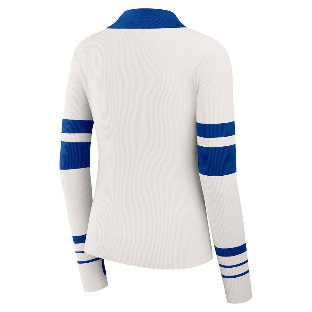 Buffalo Bills WEAR by Erin Andrews Women's Ribbed Henley Polo Sweater - White discount