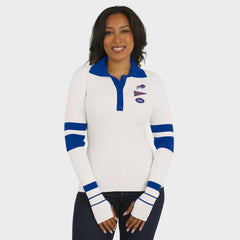 Buffalo Bills WEAR by Erin Andrews Women's Ribbed Henley Polo Sweater - White discount