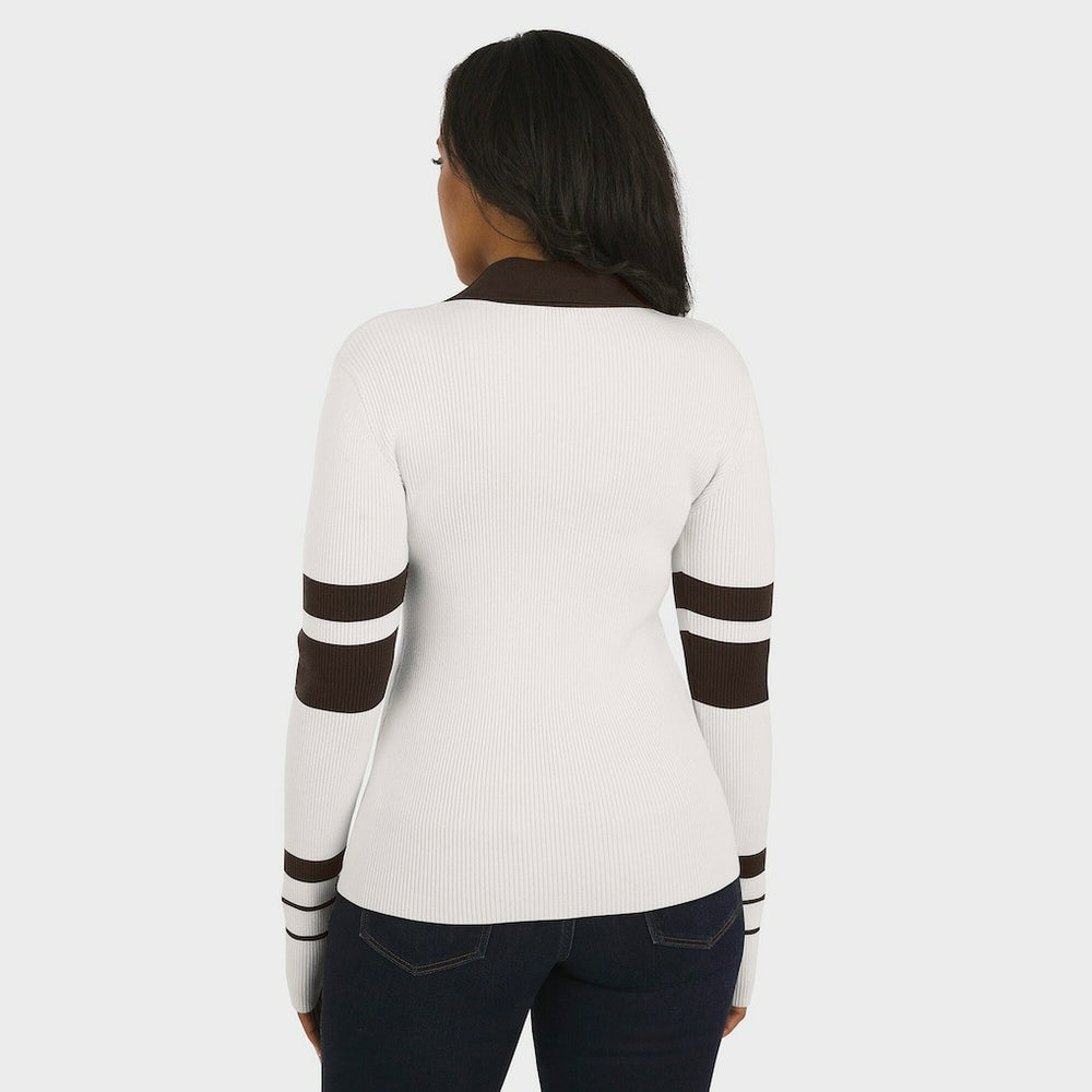 Cleveland Browns WEAR by Erin Andrews Women's Ribbed Henley Polo Sweater - White online