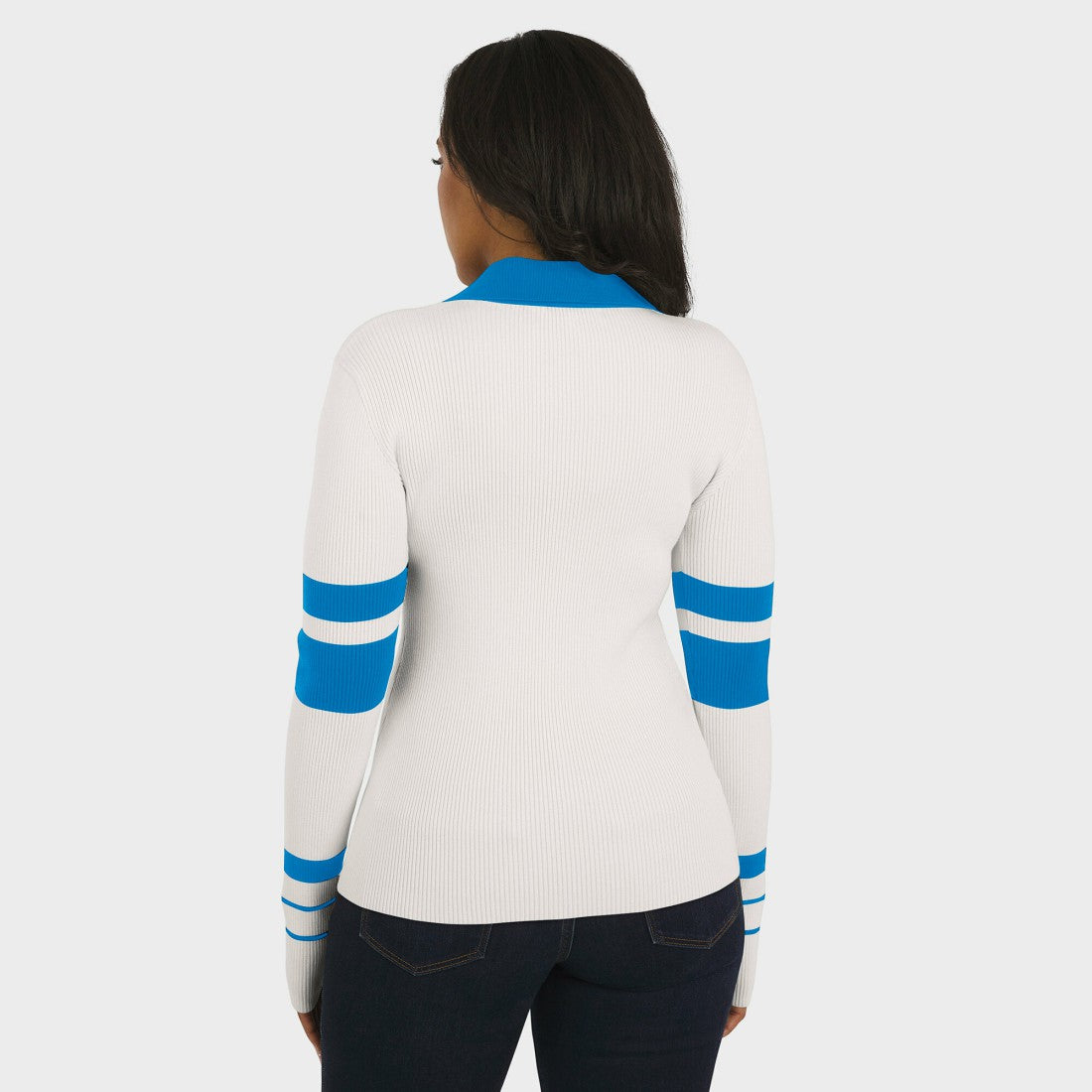 Detroit Lions WEAR by Erin Andrews Women's Ribbed Henley Polo Sweater - White on sale