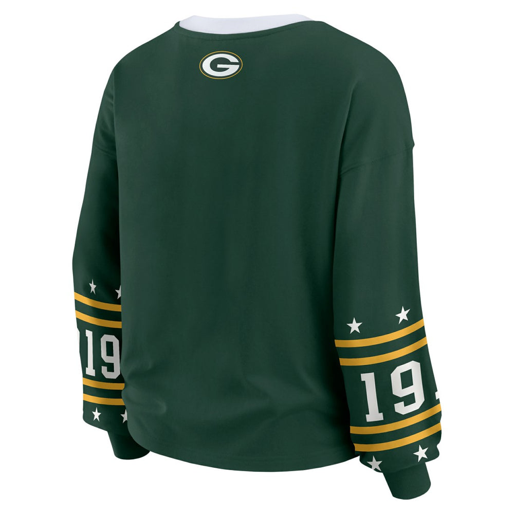 Green Bay Packers WEAR by Erin Andrews Women's Plus Size Sport Long-Sleeve T-Shirt - Green outlet