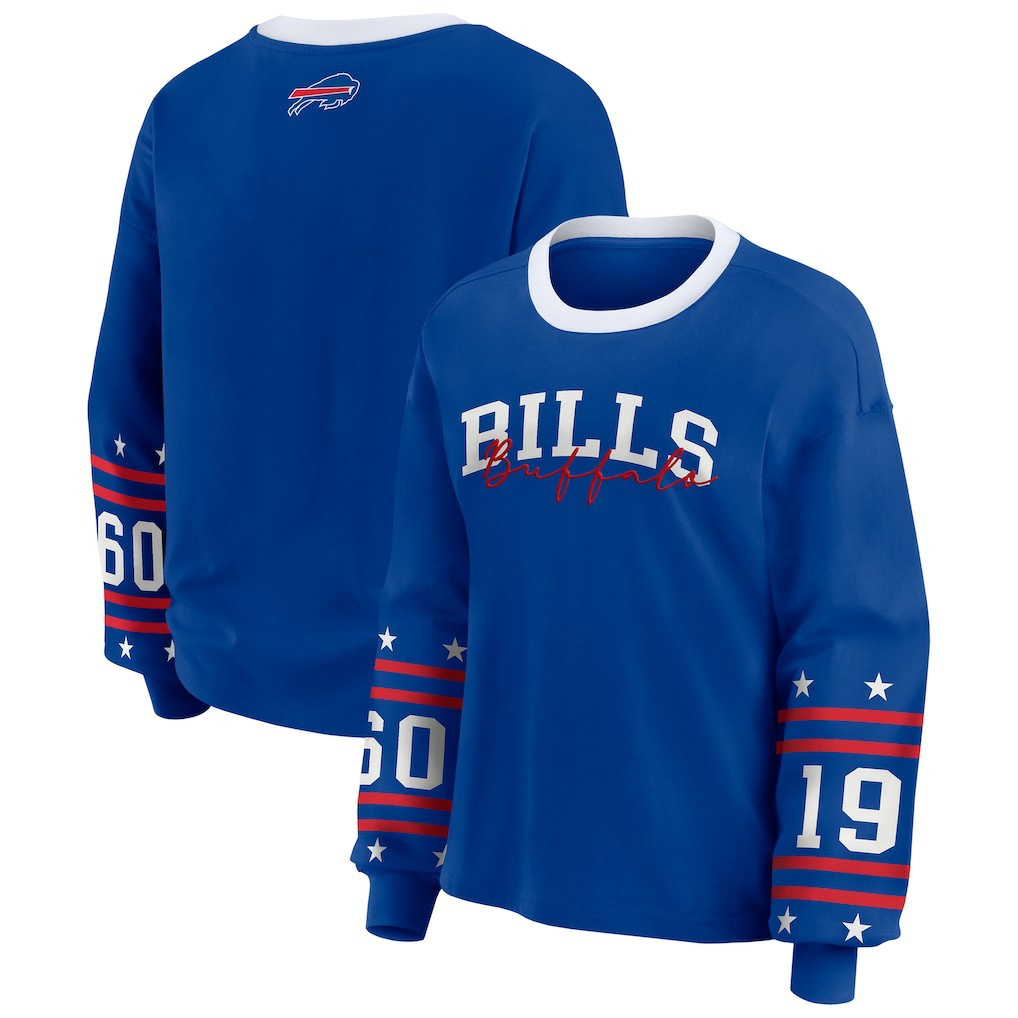 Buffalo Bills WEAR by Erin Andrews Women's Plus Size Sport Long-Sleeve T-Shirt - Royal on sale