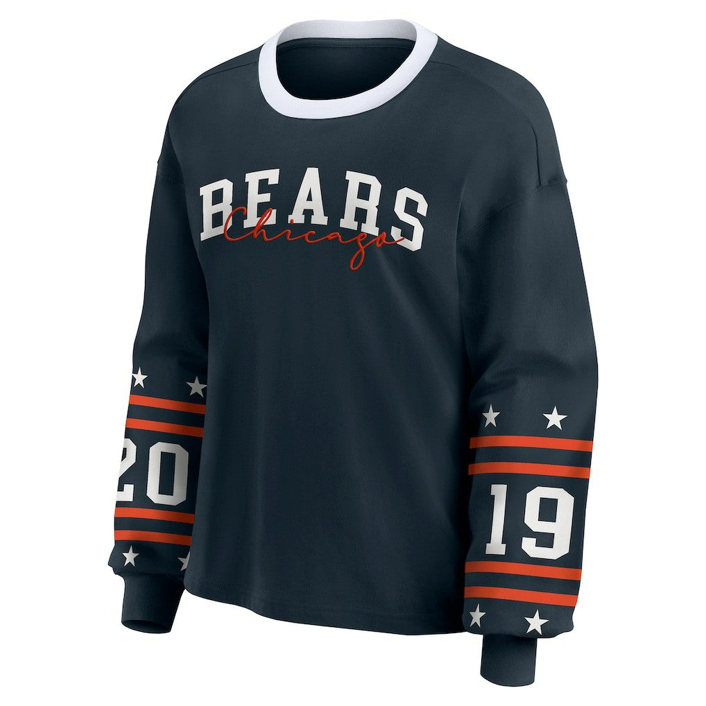 Chicago Bears WEAR by Erin Andrews Women's Plus Size Sport Long-Sleeve T-Shirt - Navy online