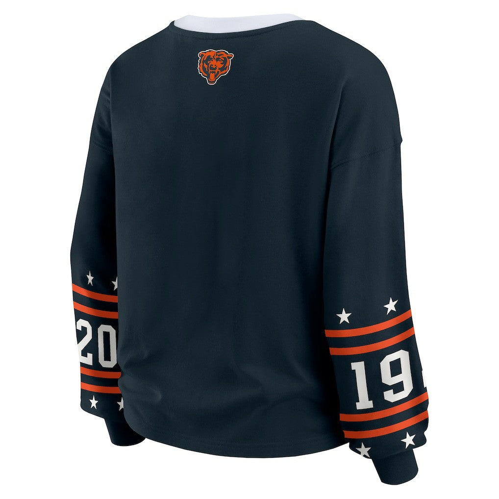 Chicago Bears WEAR by Erin Andrews Women's Plus Size Sport Long-Sleeve T-Shirt - Navy online