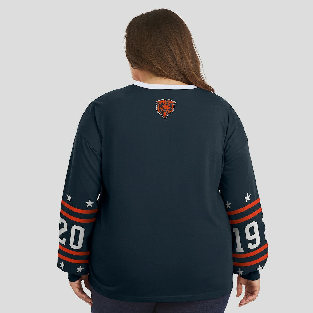 Chicago Bears WEAR by Erin Andrews Women's Plus Size Sport Long-Sleeve T-Shirt - Navy online