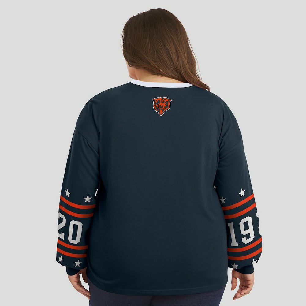 Chicago Bears WEAR by Erin Andrews Women's Plus Size Sport Long-Sleeve T-Shirt - Navy online