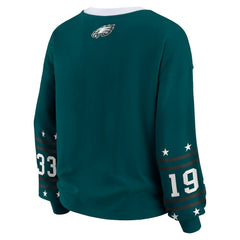 Philadelphia Eagles WEAR by Erin Andrews Women's Plus Size Sport Long-Sleeve T-Shirt - Midnight Green for sale