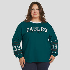 Philadelphia Eagles WEAR by Erin Andrews Women's Plus Size Sport Long-Sleeve T-Shirt - Midnight Green for sale