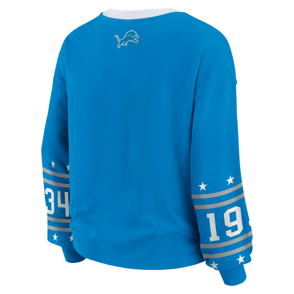 Detroit Lions WEAR by Erin Andrews Women's Plus Size Sport Long-Sleeve T-Shirt - Blue sale
