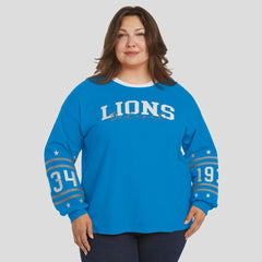 Detroit Lions WEAR by Erin Andrews Women's Plus Size Sport Long-Sleeve T-Shirt - Blue sale