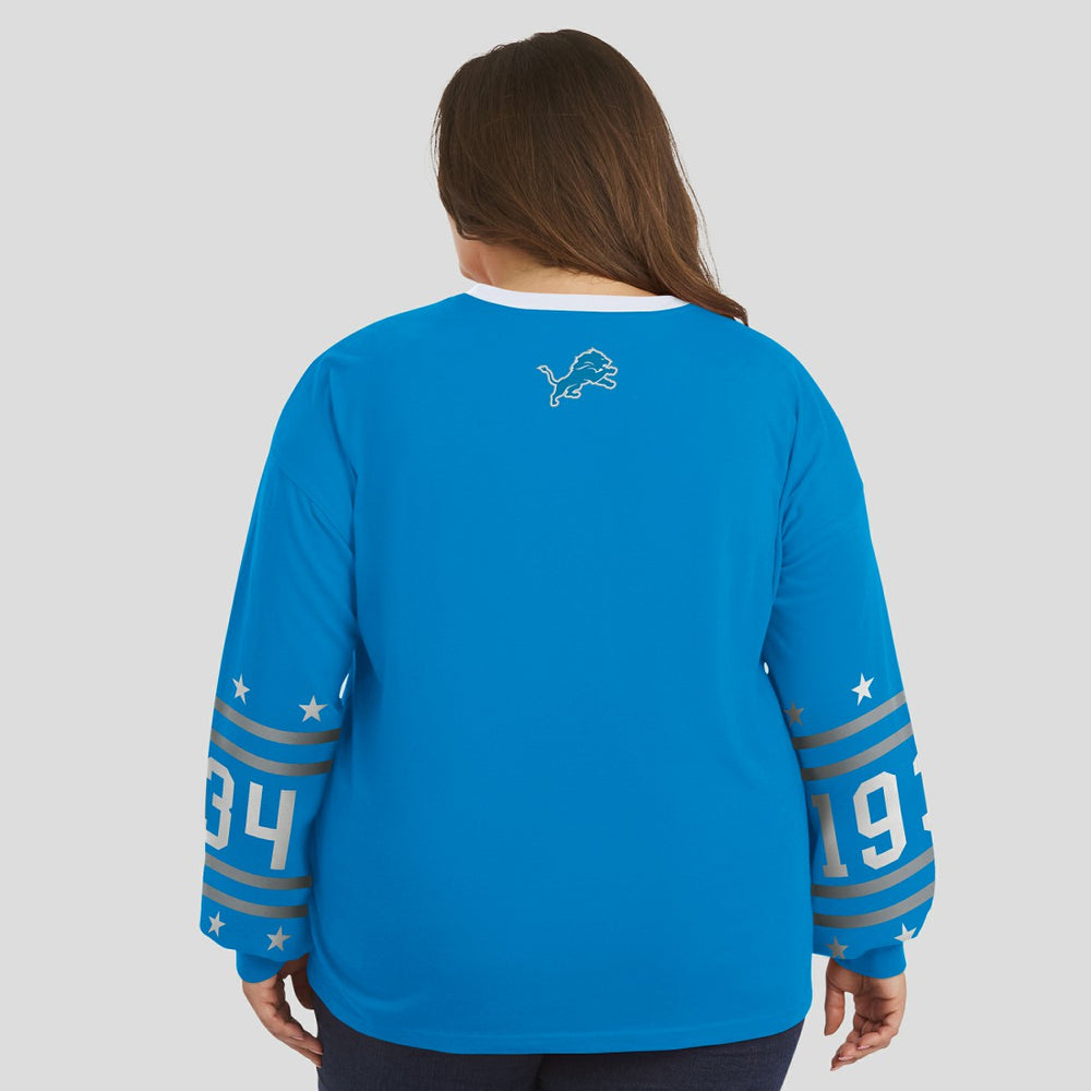 Detroit Lions WEAR by Erin Andrews Women's Plus Size Sport Long-Sleeve T-Shirt - Blue sale