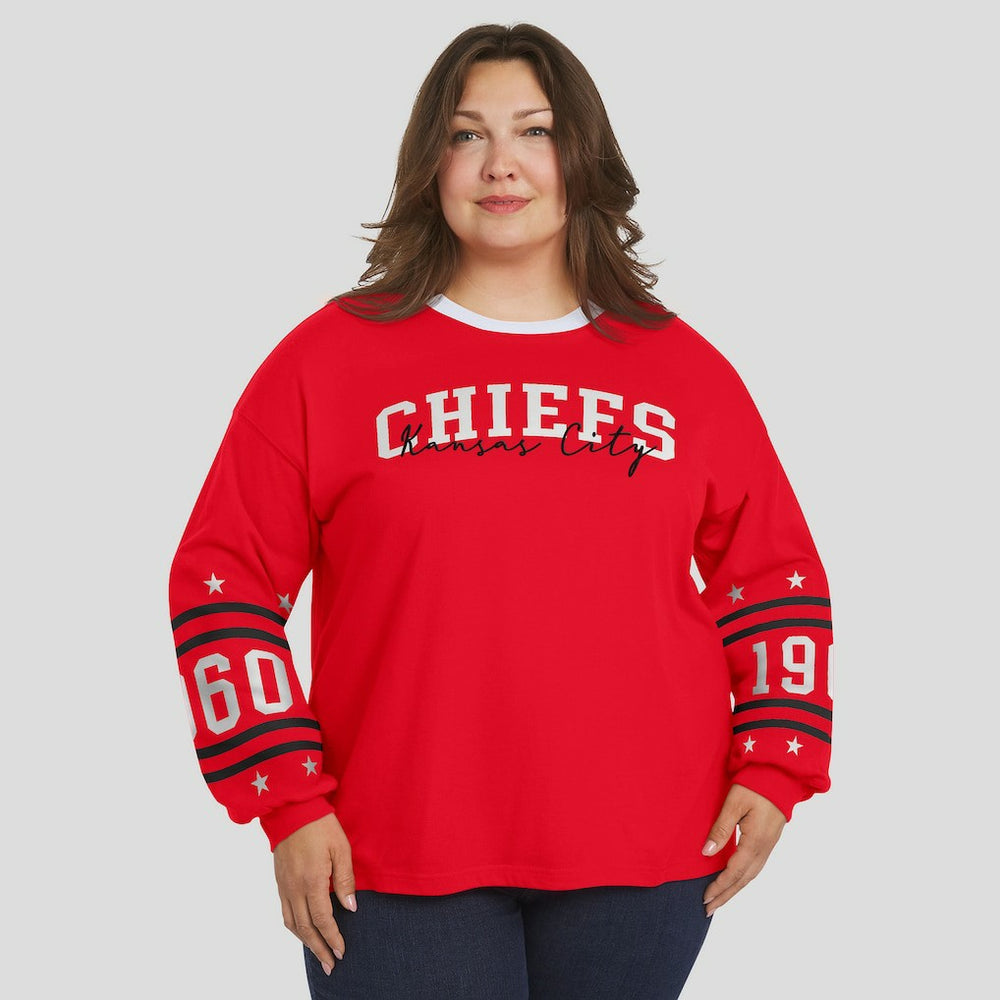 Kansas City Chiefs WEAR by Erin Andrews Women's Plus Size Sport Long-Sleeve T-Shirt - Red on sale