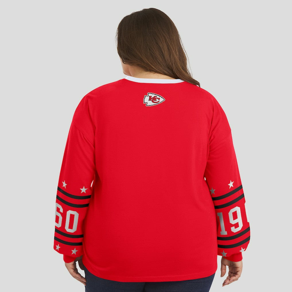 Kansas City Chiefs WEAR by Erin Andrews Women's Plus Size Sport Long-Sleeve T-Shirt - Red on sale