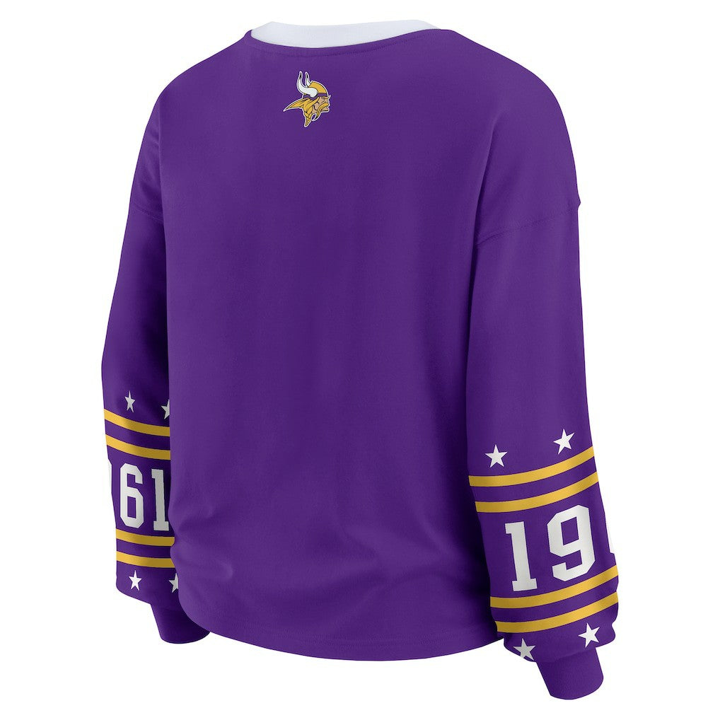 Minnesota Vikings WEAR by Erin Andrews Women's Plus Size Sport Long-Sleeve T-Shirt - Purple discount