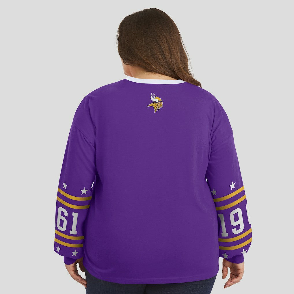 Minnesota Vikings WEAR by Erin Andrews Women's Plus Size Sport Long-Sleeve T-Shirt - Purple discount
