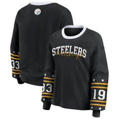 Pittsburgh Steelers WEAR by Erin Andrews Women's Plus Size Sport Long-Sleeve T-Shirt - Black outlet