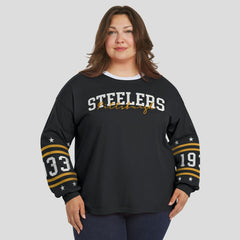 Pittsburgh Steelers WEAR by Erin Andrews Women's Plus Size Sport Long-Sleeve T-Shirt - Black outlet
