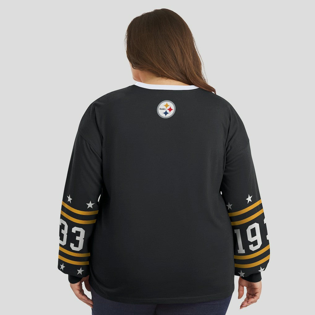 Pittsburgh Steelers WEAR by Erin Andrews Women's Plus Size Sport Long-Sleeve T-Shirt - Black outlet