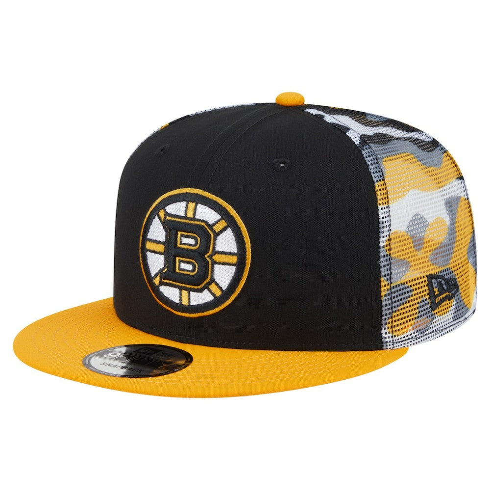 Boston Bruins New Era Camo Meshback 9FIFTY Snapback Hat Black/Gold