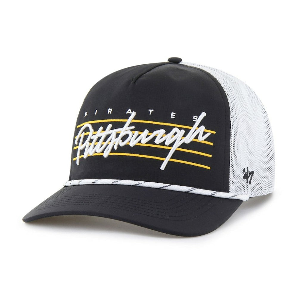 Pittsburgh Pirates Brrr Downburst Mesh Hitch Adjustable Hat - Black | 47 brand
