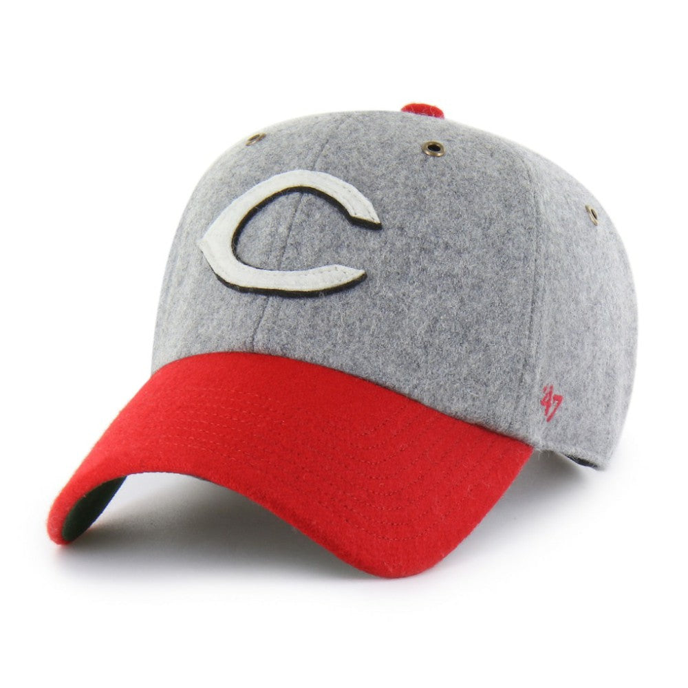 Cincinnati Reds Golden Age Wool Clean Up Adjustable Hat - Gray/Red | 47 brand