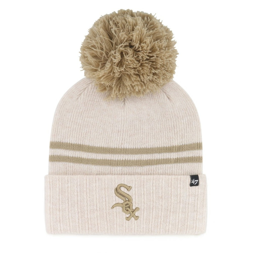 Chicago White Sox Women's Latte Cuffed Knit Hat with Pom - Natural | 47 brand