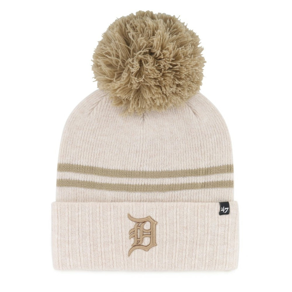 Detroit Tigers Women's Latte Cuffed Knit Hat with Pom - Natural | 47 brand