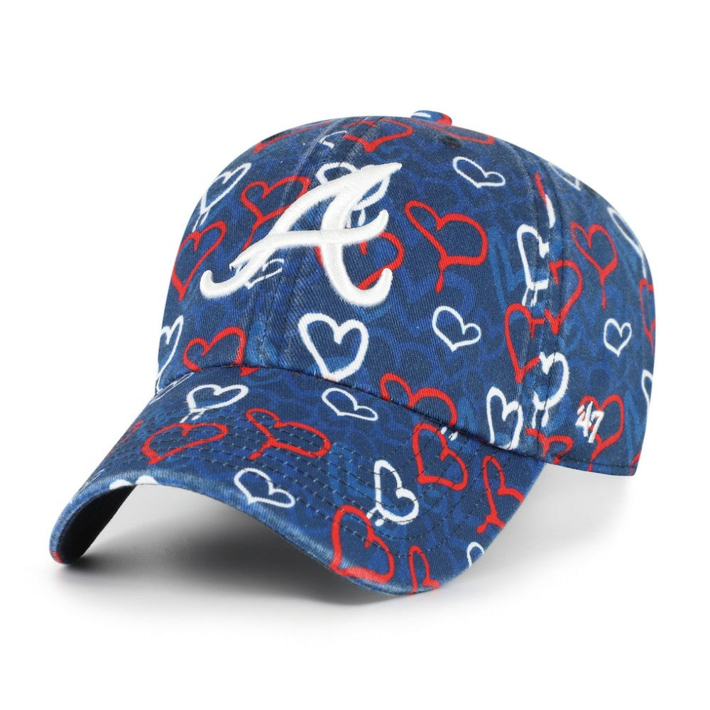 Atlanta Braves Girls Youth Mural Clean Up Adjustable Hat - Navy | 47 brand