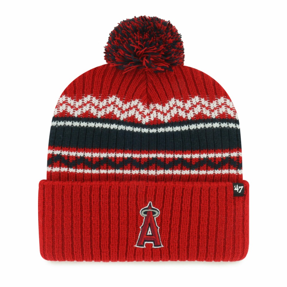 Los Angeles Angels Youth Polar Vortex Cuffed Knit Hat with Pom - Red | 47 brand