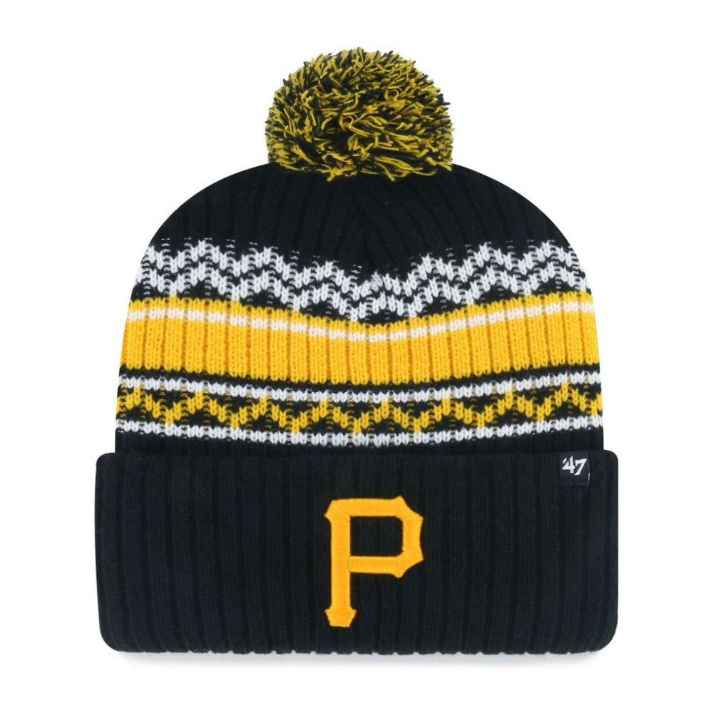 Pittsburgh Pirates Youth Polar Vortex Cuffed Knit Hat with Pom - Black | 47 brand