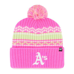 Athletics Youth Polar Vortex Cuffed Knit Hat with Pom - Pink | 47 brand