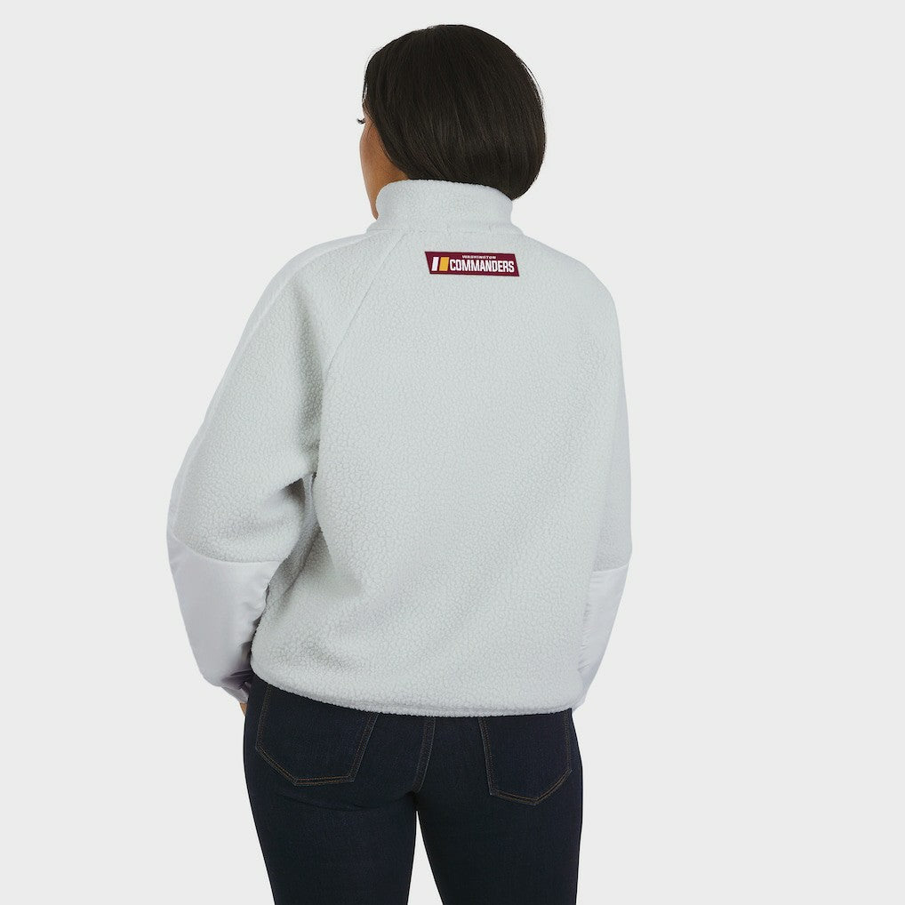 Washington Commanders WEAR by Erin Andrews Women's Polar Fleece Half-Zip Jacket - White for sale