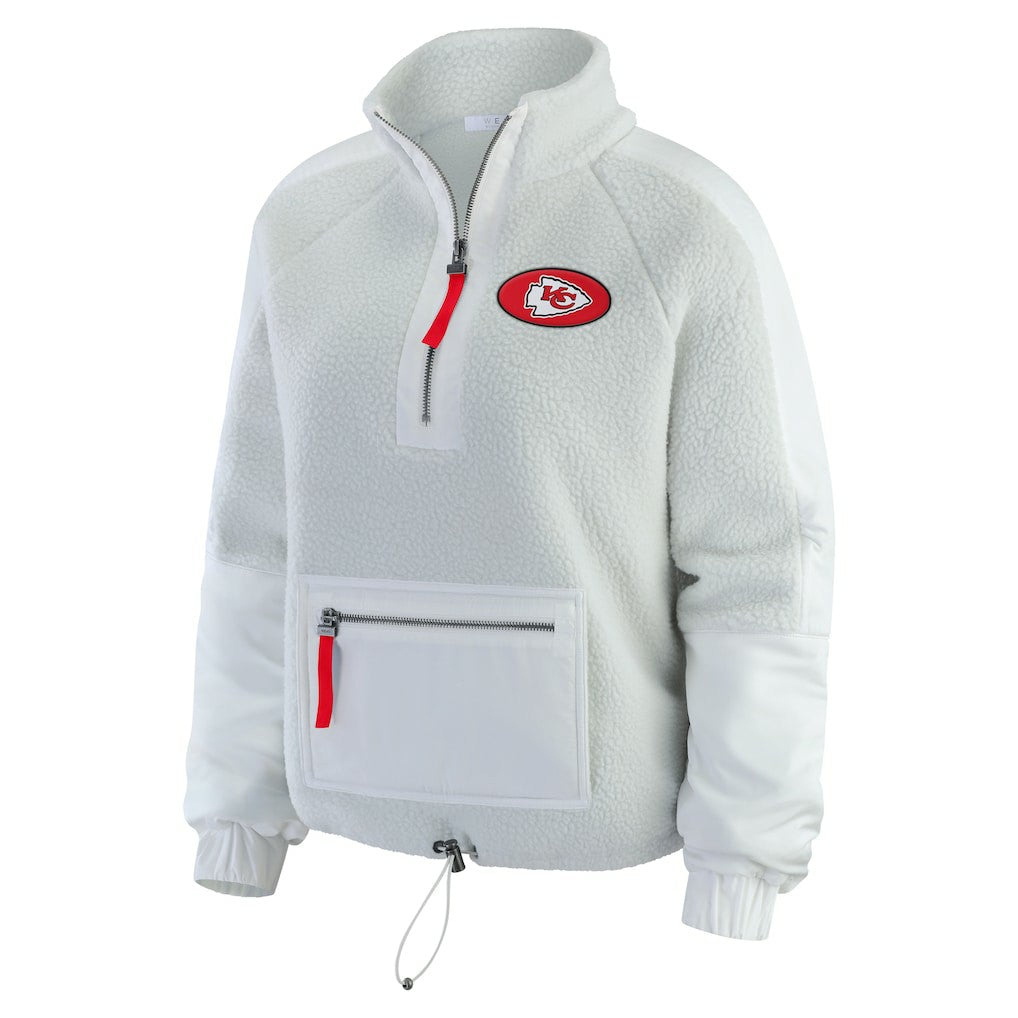 Kansas City Chiefs WEAR by Erin Andrews Women's Polar Fleece Half-Zip Jacket - White for sale