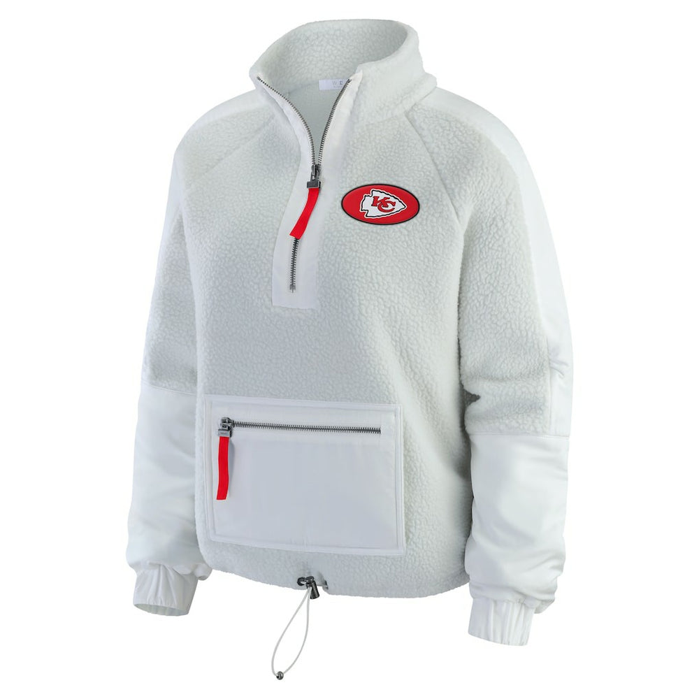Kansas City Chiefs WEAR by Erin Andrews Women's Polar Fleece Half-Zip Jacket - White for sale