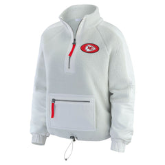 Kansas City Chiefs WEAR by Erin Andrews Women's Polar Fleece Half-Zip Jacket - White for sale