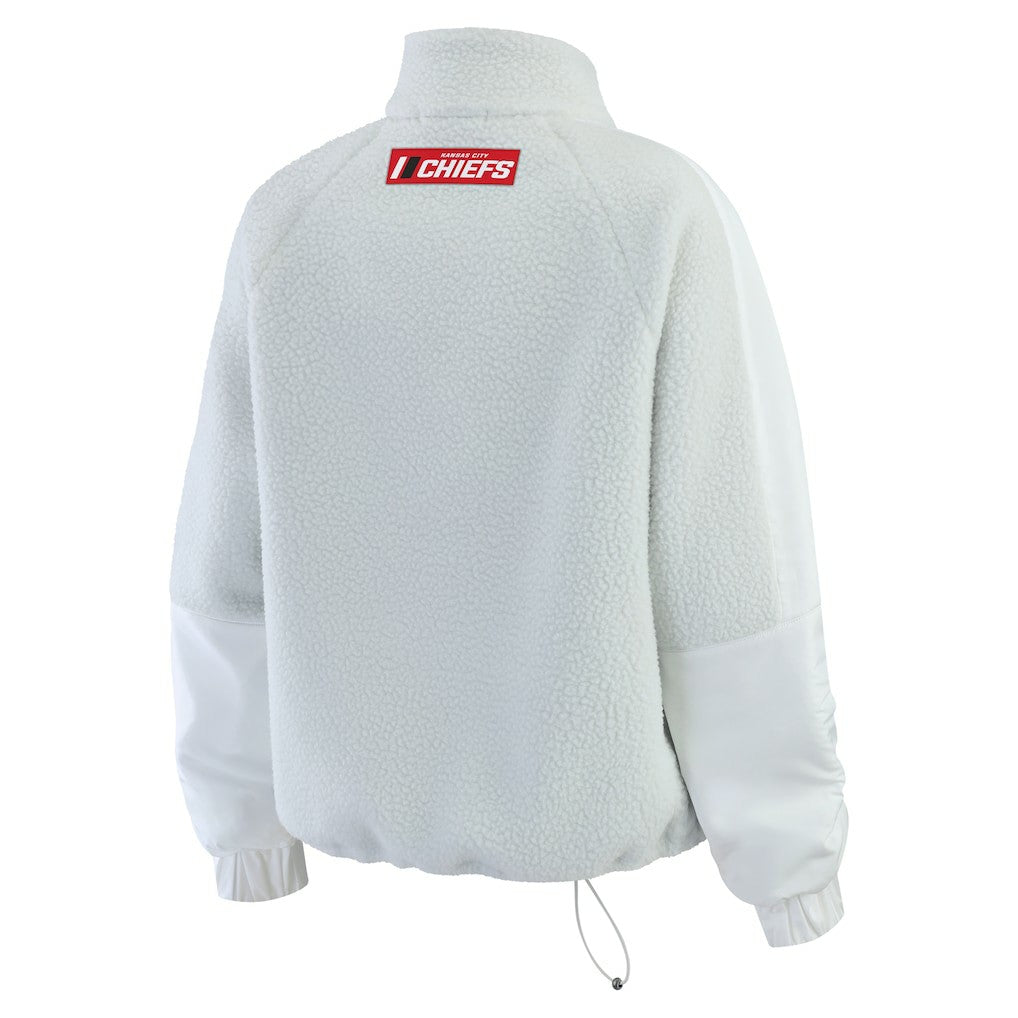 Kansas City Chiefs WEAR by Erin Andrews Women's Polar Fleece Half-Zip Jacket - White for sale