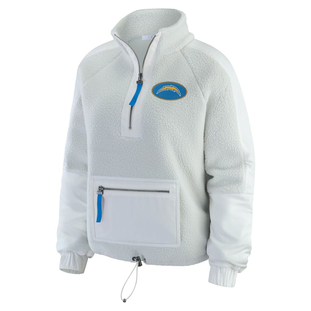 Los Angeles Chargers WEAR by Erin Andrews Women's Polar Fleece Half-Zip Jacket - White for sale