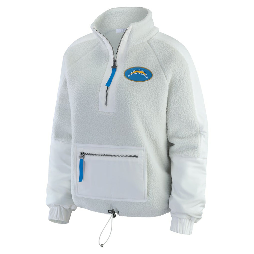 Los Angeles Chargers WEAR by Erin Andrews Women's Polar Fleece Half-Zip Jacket - White for sale