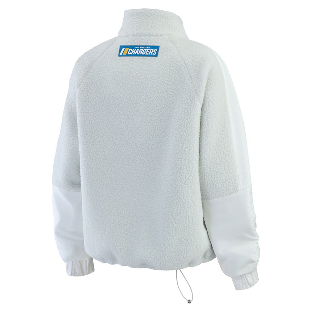 Los Angeles Chargers WEAR by Erin Andrews Women's Polar Fleece Half-Zip Jacket - White for sale