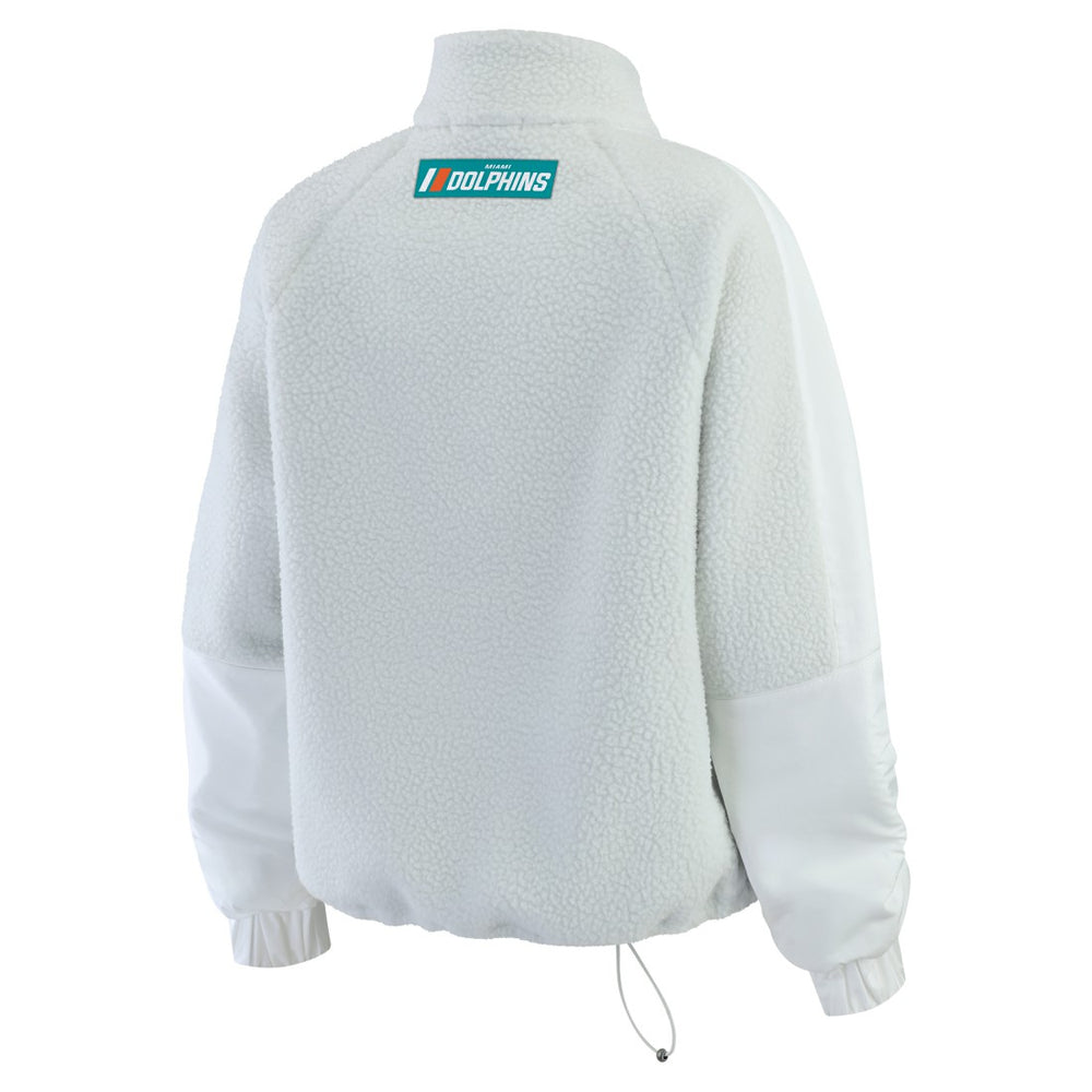 Miami Dolphins WEAR by Erin Andrews Women's Polar Fleece Half-Zip Jacket - White discount