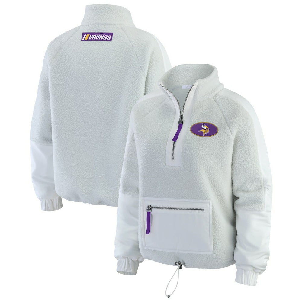 Minnesota Vikings WEAR by Erin Andrews Women's Polar Fleece Half-Zip Jacket - White outlet