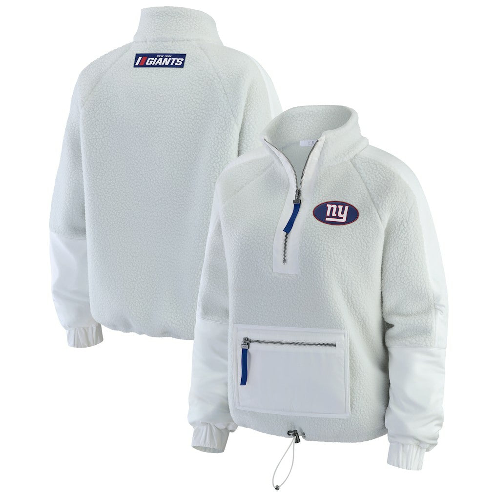 New York Giants WEAR by Erin Andrews Women's Polar Fleece Half-Zip Jacket - White outlet